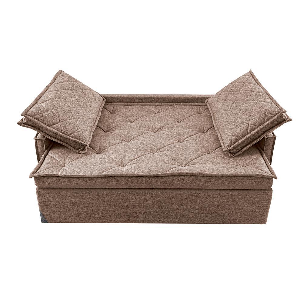 Sofá Sem Caixa Retrátil e Reclinável 1,65m Cama inBox Loft Linho Bege Escuro - 5