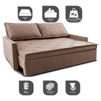Sofá Sem Caixa Retrátil e Reclinável 1,65m Cama inBox Loft Linho Bege Escuro - 3