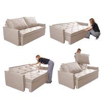 Sofá Sem Caixa Retrátil e Reclinável 1,65m Cama inBox Loft Linho Bege Claro - 7