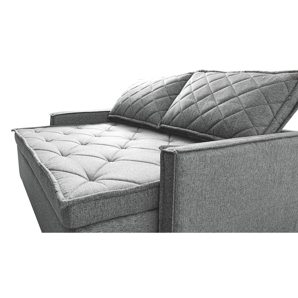 Sofá Sem Caixa Retrátil e Reclinável 1,65m Cama inBox Loft Linho Cinza Claro - 4
