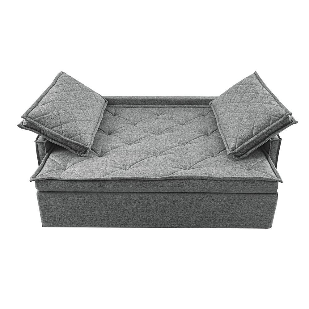 Sofá Sem Caixa Retrátil e Reclinável 1,65m Cama inBox Loft Linho Cinza Claro - 5
