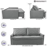 Sofá Sem Caixa Retrátil e Reclinável 1,65m Cama inBox Loft Linho Cinza Claro - 2