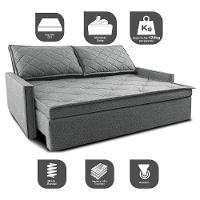 Sofá Sem Caixa Retrátil e Reclinável 1,65m Cama inBox Loft Linho Cinza Claro - 3