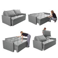 Sofá Sem Caixa Retrátil e Reclinável 1,65m Cama inBox Loft Linho Cinza Claro - 7