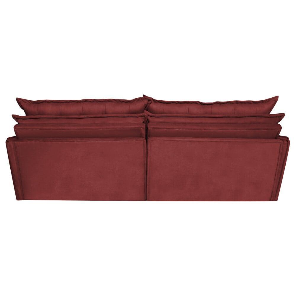 Sofá Sem Caixa Retrátil e Reclinável 1,95m Cama inBox Versátil Suede Velusoft Vermelho - 6