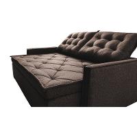 Sofá Sem Caixa Retrátil e Reclinável 1,65m Cama inBox Flat Linho Marrom