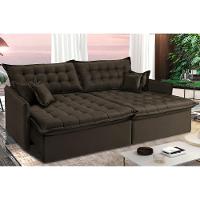 Sofá Sem Caixa Retrátil Reclinável 2,35m Cama inBox Versátil com Pillow Top e Molas Velusoft Café - 1