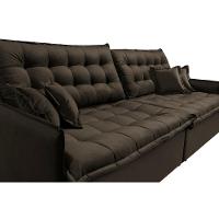 Sofá Sem Caixa Retrátil Reclinável 2,35m Cama inBox Versátil com Pillow Top e Molas Velusoft Café