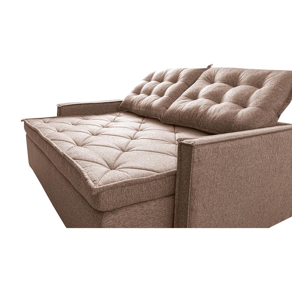 Sofá Sem Caixa Retrátil e Reclinável 1,65m Cama inBox Flat Linho Bege Escuro - 4