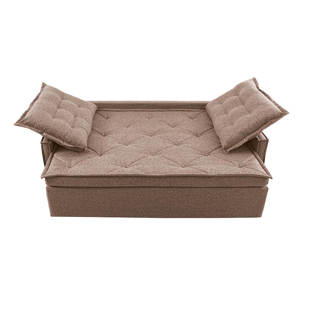 Sofá Sem Caixa Retrátil e Reclinável 1,65m Cama inBox Flat Linho Bege Escuro - 5