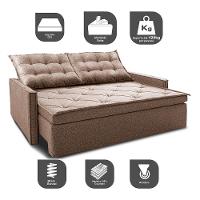 Sofá Sem Caixa Retrátil e Reclinável 1,65m Cama inBox Flat Linho Bege Escuro - 3