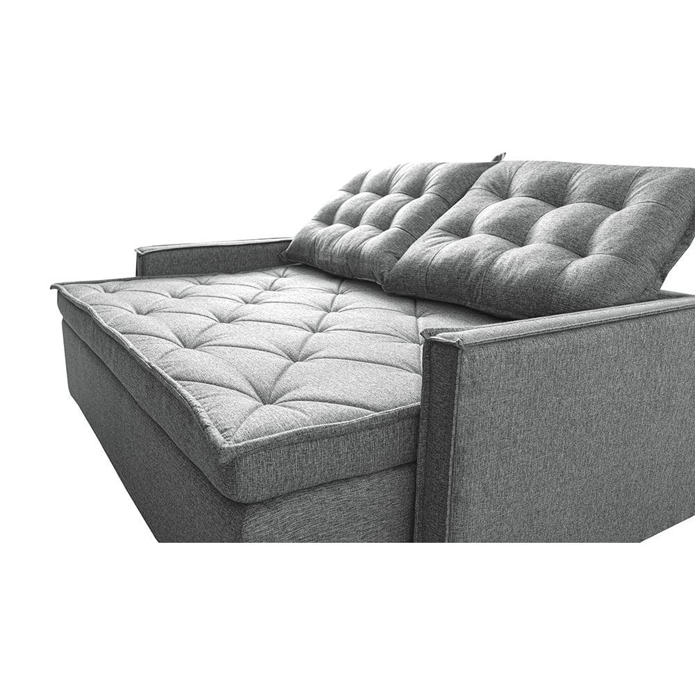 Sofá Sem Caixa Retrátil e Reclinável 1,65m Cama inBox Flat Linho Cinza Claro - 4