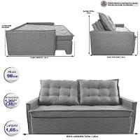 Sofá Sem Caixa Retrátil e Reclinável 1,65m Cama inBox Flat Linho Cinza Claro - 2