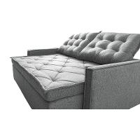 Sofá Sem Caixa Retrátil e Reclinável 1,65m Cama inBox Flat Linho Cinza Claro