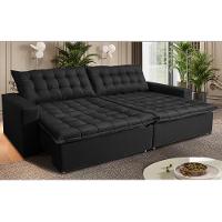 Sofá Sem Caixa Retrátil Reclinável 2,35m Cama inBox França Velusoft Preto - 1