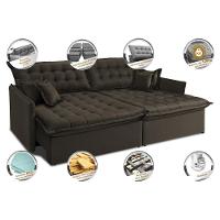 Sofá Sem Caixa Retrátil e Reclinável 1,55m Cama inBox Versátil Suede Velusoft Café - 3