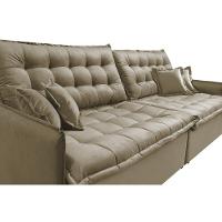 Sofá Sem Caixa Retrátil e Reclinável 1,55m Cama inBox Versátil Suede Velusoft Bege