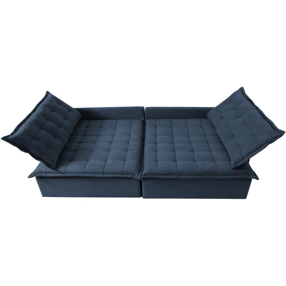 Sofá Sem Caixa Retrátil e Reclinável 1,55m Cama inBox Versátil Suede Velusoft Azul - 5