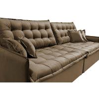 Sofá Sem Caixa Retrátil e Reclinável 1,95m Cama inBox Versátil Suede Velusoft Castor