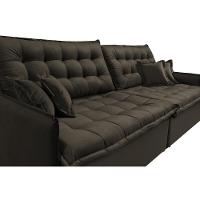 Sofá Sem Caixa Retrátil e Reclinável 1,95m Cama inBox Versátil Suede Velusoft Café