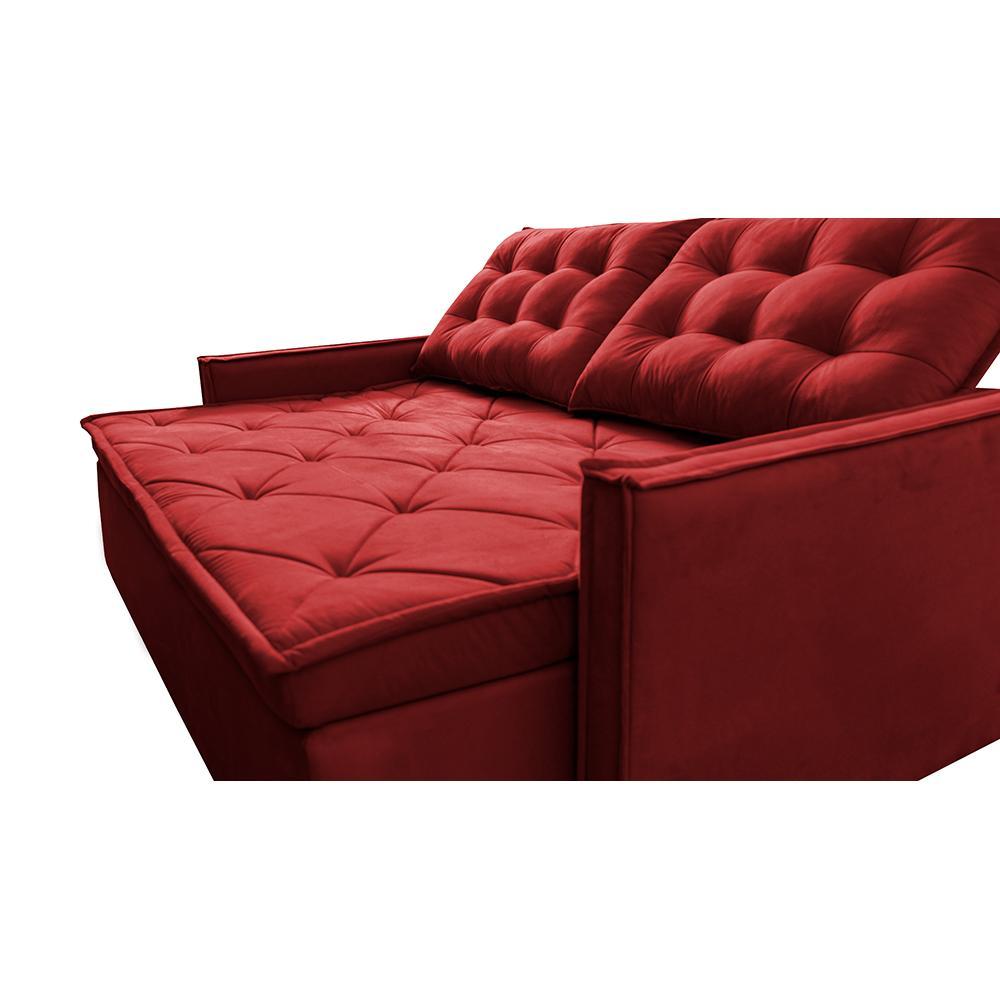 Sofá Sem Caixa Retrátil e Reclinável 1,85m Cama inBox Studio Suede Velusoft Vermelho - 4