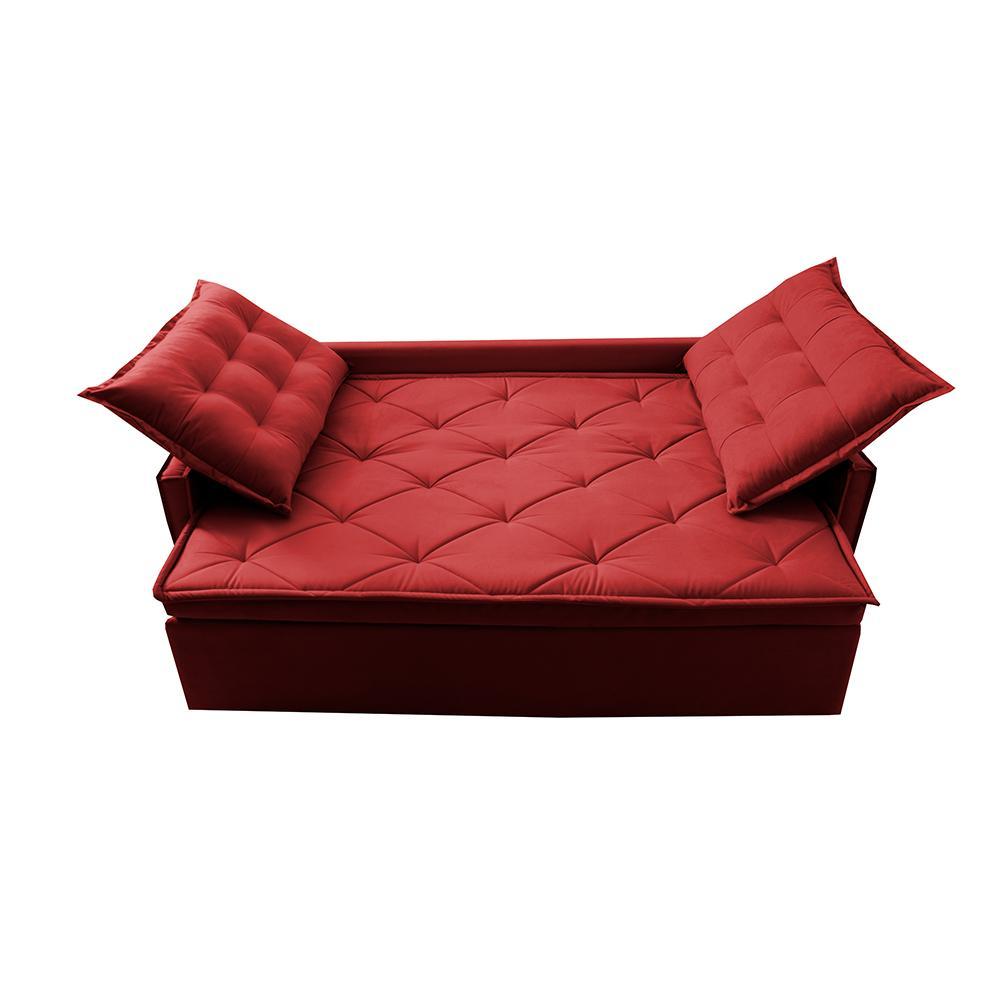 Sofá Sem Caixa Retrátil e Reclinável 1,85m Cama inBox Studio Suede Velusoft Vermelho - 5
