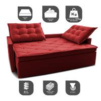 Sofá Sem Caixa Retrátil e Reclinável 1,85m Cama inBox Studio Suede Velusoft Vermelho - 3