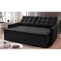 Sofá Sem Caixa Retrátil e Reclinável 1,85m Cama inBox Studio Suede Velusoft Preto - 1