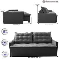 Sofá Sem Caixa Retrátil e Reclinável 1,85m Cama inBox Studio Suede Velusoft Cinza - 2