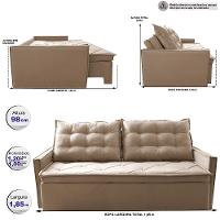 Sofá Sem Caixa Retrátil e Reclinável 1,85m Cama inBox Studio Suede Velusoft Bege - 2