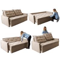 Sofá Sem Caixa Retrátil e Reclinável 1,85m Cama inBox Studio Suede Velusoft Bege - 7