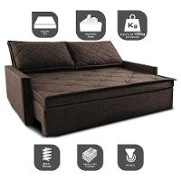 Sofá Sem Caixa Retrátil e Reclinável 1,85m Cama inBox Loft Linho Marrom - 3