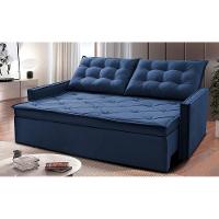Sofá Sem Caixa Retrátil e Reclinável 1,85m Cama inBox Studio Suede Velusoft Azul - 1