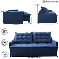 Sofá Sem Caixa Retrátil e Reclinável 1,85m Cama inBox Studio Suede Velusoft Azul - 2