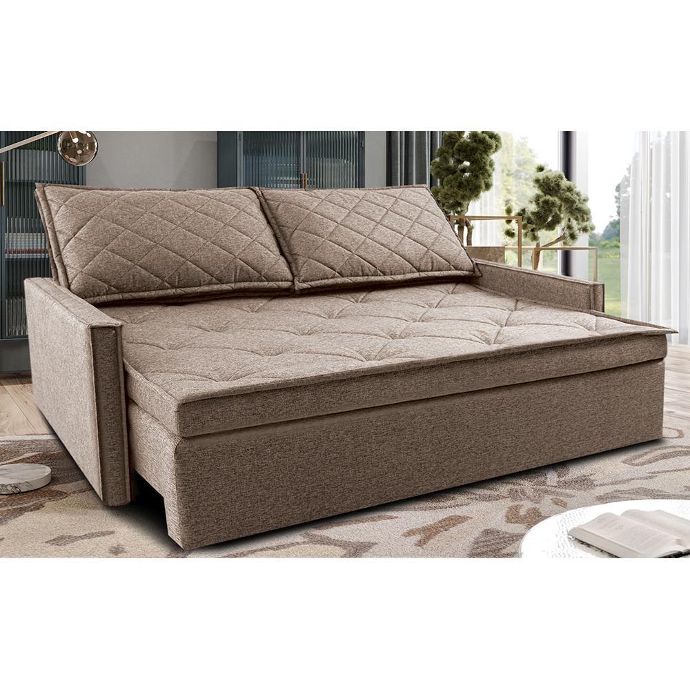 Sofá Sem Caixa Retrátil e Reclinável 1,85m Cama inBox Loft Linho Cinza Escuro - 1