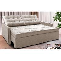 Sofá Sem Caixa Retrátil e Reclinável 1,85m Cama inBox Flat Linho Bege Claro - 1