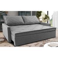 Sofá Sem Caixa Retrátil e Reclinável 1,85m Cama inBox Loft Linho Cinza Claro - 1