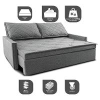 Sofá Sem Caixa Retrátil e Reclinável 1,85m Cama inBox Loft Linho Cinza Claro - 3