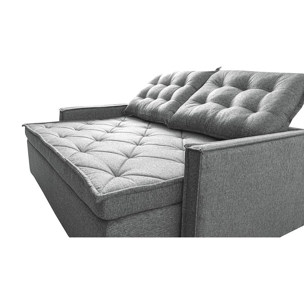 Sofá Sem Caixa Retrátil e Reclinável 1,85m Cama inBox Flat Linho Cinza Claro - 4