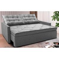 Sofá Sem Caixa Retrátil e Reclinável 1,85m Cama inBox Flat Linho Cinza Claro - 1