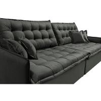 Sofá Sem Caixa Retrátil Reclinável 2,75m Cama inBox Versátil com Pillow Top e Molas Velusoft Cinza