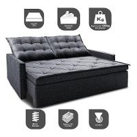 Sofá Sem Caixa Retrátil e Reclinável 1,85m Cama inBox Flat Linho Cinza Escuro - 3