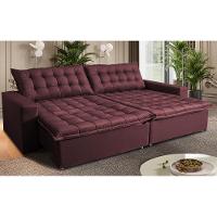 Sofá Sem Caixa Retrátil Reclinável 2,75m Cama inBox França Velusoft Vinho - 1