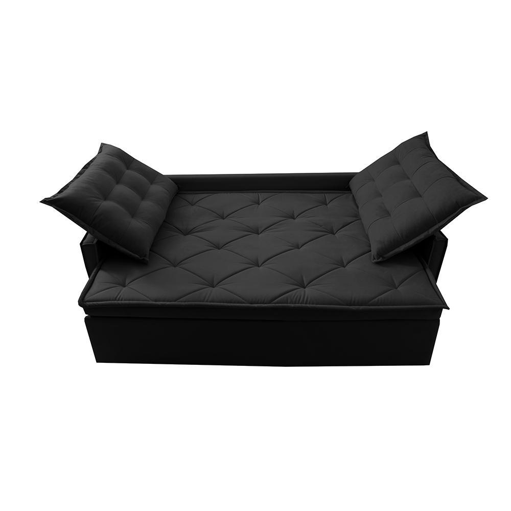 Sofá Sem Caixa Retrátil e Reclinável 1,65m Cama inBox Studio Suede Velusoft Preto - 5