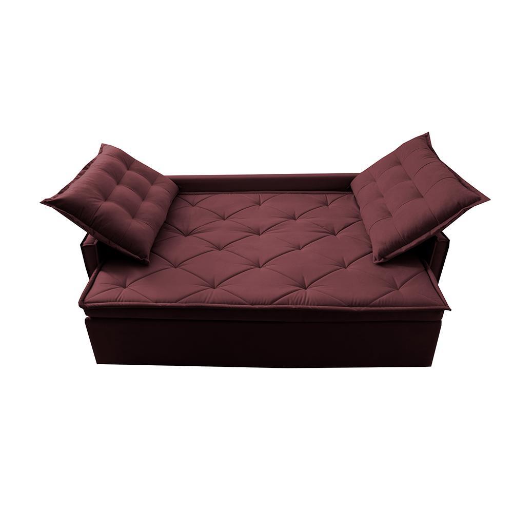 Sofá Sem Caixa Retrátil e Reclinável 1,65m Cama inBox Studio Suede Velusoft Vinho - 5