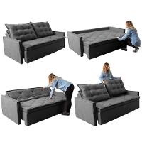 Sofá Sem Caixa Retrátil e Reclinável 1,65m Cama inBox Studio Suede Velusoft Cinza - 7