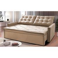 Sofá Sem Caixa Retrátil e Reclinável 1,65m Cama inBox Studio Suede Velusoft Bege - 1