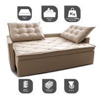 Sofá Sem Caixa Retrátil e Reclinável 1,65m Cama inBox Studio Suede Velusoft Bege - 3