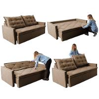 Sofá Sem Caixa Retrátil e Reclinável 1,65m Cama inBox Studio Suede Velusoft Castor - 7