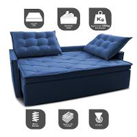 Sofá Sem Caixa Retrátil e Reclinável 1,65m Cama inBox Studio Suede Velusoft Azul - 3